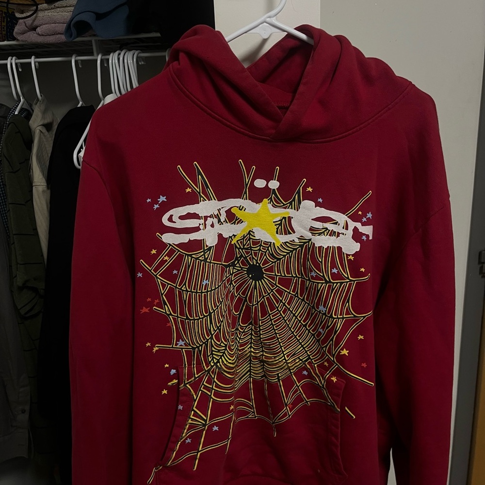 red sp5der hoodie size M
